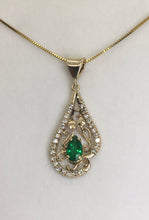 Load image into Gallery viewer, Fancy Emerald Pendant with Lots of Diamonds