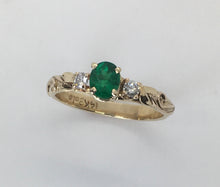 Load image into Gallery viewer, Small Emerald Ring with Diamonds
