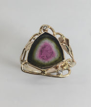 Load image into Gallery viewer, juicy watermelon tourmaline ring in 14K yellow gold