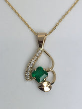 Load image into Gallery viewer, Emerald Cut Emerald Pea Pod Pendant