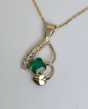 Load image into Gallery viewer, Emerald Cut Emerald Pea Pod Pendant