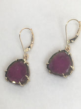 Load image into Gallery viewer, Watermelon Tourmaline Slice Gumdrop Earrings