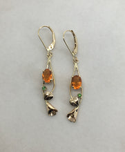 Load image into Gallery viewer, Fire Opal and Tsavorite Garnet Earrings