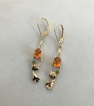 Load image into Gallery viewer, Fire Opal and Tsavorite Garnet Earrings