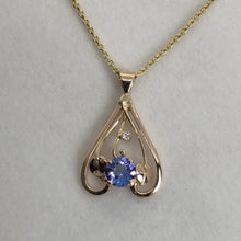Load image into Gallery viewer, Tanzanite and Diamond Inverted Heart Pendant