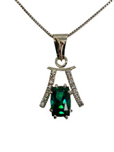 Load image into Gallery viewer, sparking green tourmaline and diamond pendant