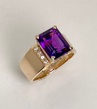 Load image into Gallery viewer, Emerald Cut Amethyst Wide Band Ring