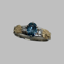 Load image into Gallery viewer, USA mined teal sapphire in mixed 14K gold, handmade ring