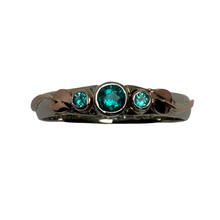 Load image into Gallery viewer, natural brilliant 3 gemstone Perieba Tourmaline ring in white and rose 14K gold
