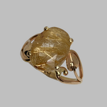 Load image into Gallery viewer, Rutilated Quartz Open Heart with Leaves Ring