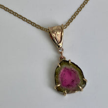 Load image into Gallery viewer, Watermelon Tourmaline Slice Pendant