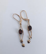 Load image into Gallery viewer, Garnet Leaf and Vine Rose Gold Earrings