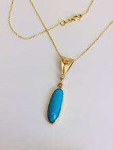 Load image into Gallery viewer, Sleeping Beauty Long Oval Turquoise and Diamond Pendant
