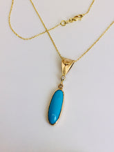 Load image into Gallery viewer, Sleeping Beauty Long Oval Turquoise and Diamond Pendant