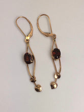 Load image into Gallery viewer, Garnet Leaf and Vine Rose Gold Earrings
