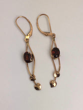 Load image into Gallery viewer, Garnet Leaf and Vine Rose Gold Earrings