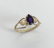 Load image into Gallery viewer, Amethyst Open Heart with Leaves Ring
