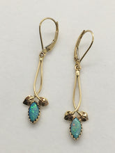 Load image into Gallery viewer, Marquis Opal 2 Leaf Dangle Earrings
