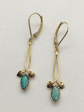 Load image into Gallery viewer, Marquis Opal 2 Leaf Dangle Earrings