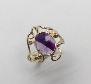 unique bicolor amethyst ring with recycled diamond