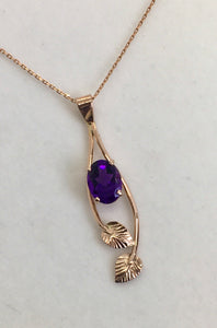 Amethyst Pendant with Leaves