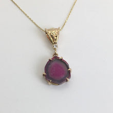 Load image into Gallery viewer, Pink Watermelon Tourmaline Slice Pendant with  Fancy Bail