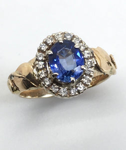 Ceylon Sapphire Halo Ring