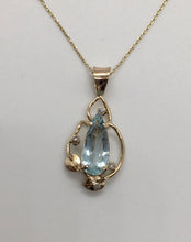 Load image into Gallery viewer, pear shape Aquamarine pendant with recycled diamonds
