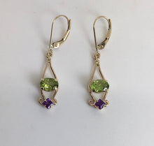 Load image into Gallery viewer, Peridot & Amethyst Earrings