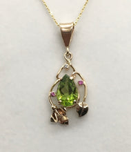 Load image into Gallery viewer, Peridot Pendant with Pink Sapphires