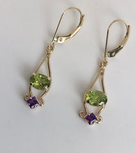 Load image into Gallery viewer, Peridot &amp; Amethyst Earrings
