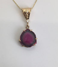 Load image into Gallery viewer, Pink Watermelon Tourmaline Slice Pendant with  Fancy Bail
