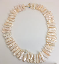 Load image into Gallery viewer, Freshwater Flat Pearl Choker Necklace with Opal Clasp