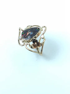 Boulder Opal Ring with 2 Diamonds