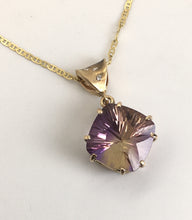 Load image into Gallery viewer, Fancy cut 4 sided Ametrine pendant with 14kg bail and chain