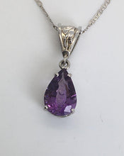 Load image into Gallery viewer, unique bubble cut Amethyst hanging from fancy bail in white 14KG