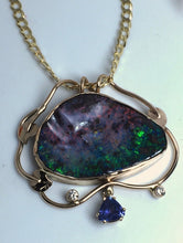 Load image into Gallery viewer, Boulder Opal and Tanzanite Necklace in Autumn Colors