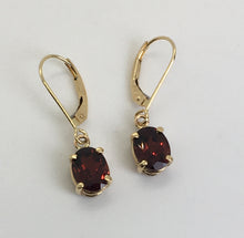 Load image into Gallery viewer, oval Almondine Garnet dangle earrings