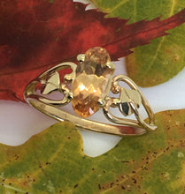 Load image into Gallery viewer, Imperial Topaz Open Heart with Leaves Ring
