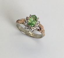 Load image into Gallery viewer, Merelani Mint Garnet with Diamond Halo Ring