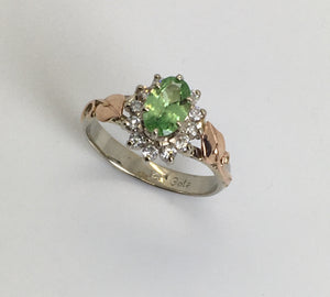 Merelani Mint Garnet with Diamond Halo Ring