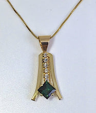 Load image into Gallery viewer, Blue/Green Tourmaline and Diamond Pendant with Chain