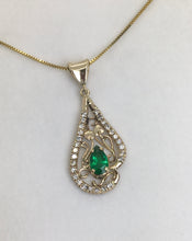 Load image into Gallery viewer, Fancy Emerald Pendant with Lots of Diamonds
