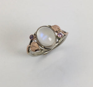 mystical moonstone & pink sapphire ring