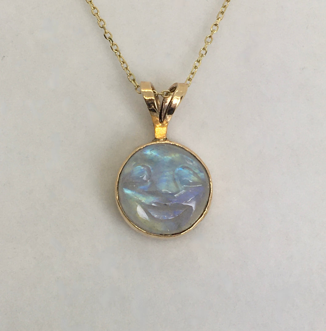contented moonstone face pendant