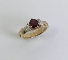 Load image into Gallery viewer, Kenyan Ruby with Trilliant Diamonds Ring
