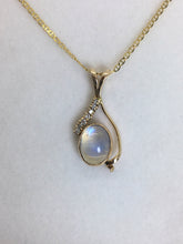 Load image into Gallery viewer, bbrilliant chatoyant rainbow moonstone with diamonds
