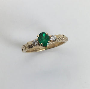 Small Emerald Ring with Diamonds