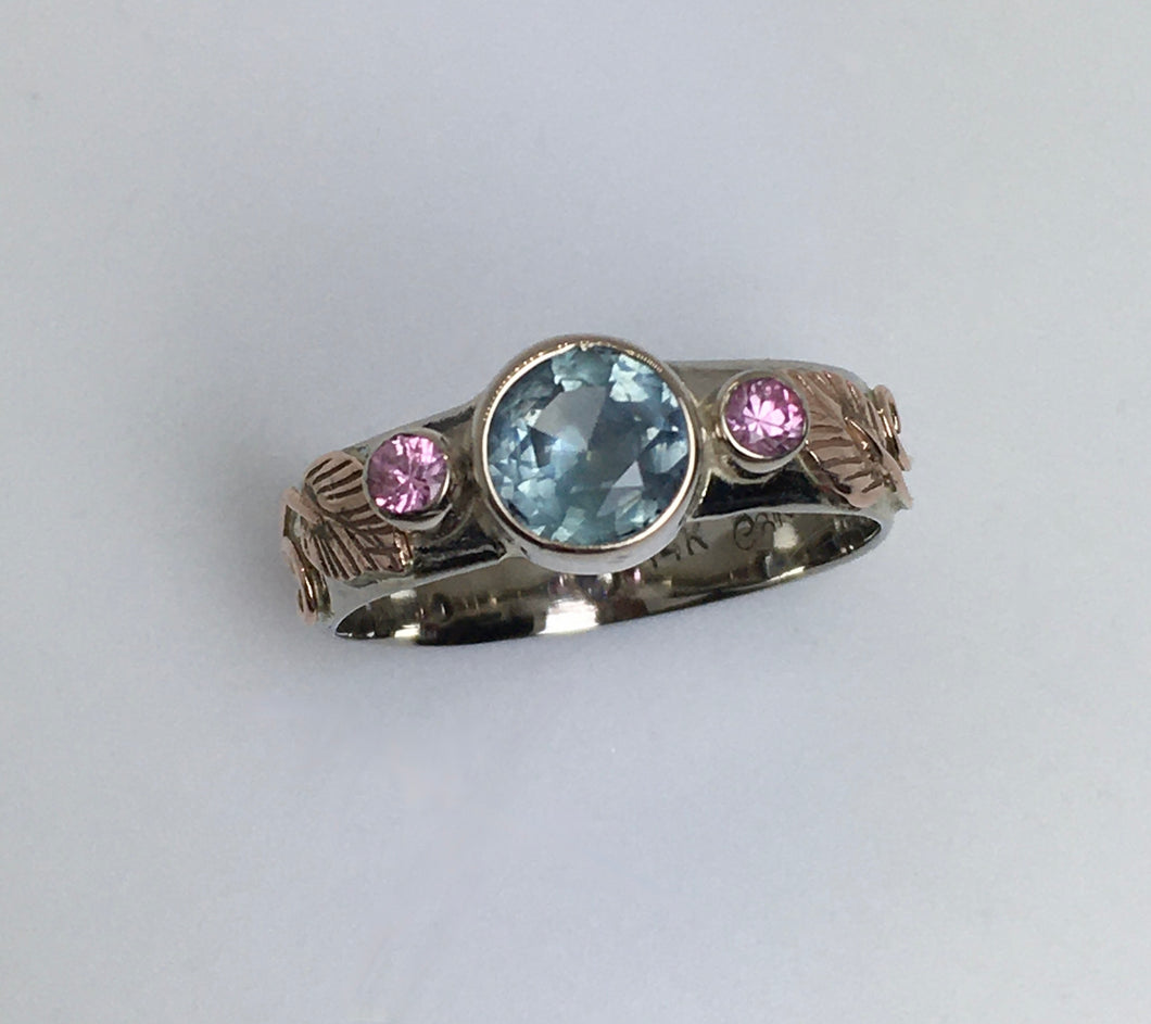 Montana Sapphire (Aqua) with Mixed Golds Ring
