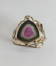 Load image into Gallery viewer, juicy watermelon tourmaline ring in 14K yellow gold
